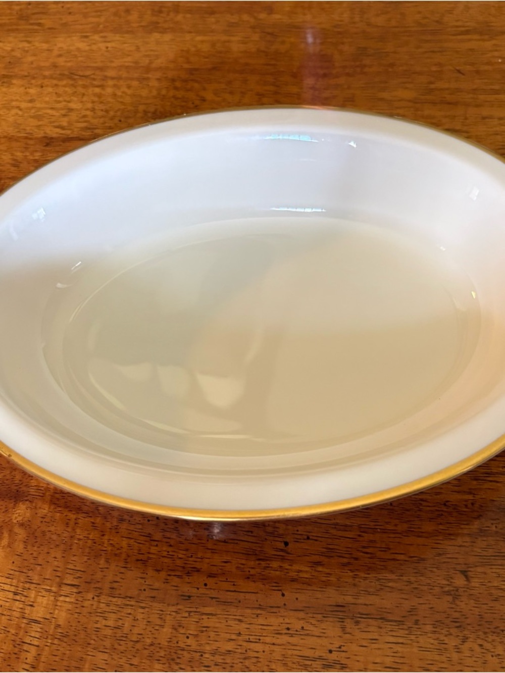 Lenox Mansfield Porcelain Ivory Oval Serving Bowl with Gold Trim 9 3/4” USA